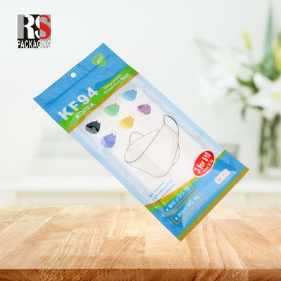 RS31-1 3 لایه لایه بندی شده پولی کیسه پلاستیکی زیپ قفل بسته بندی کیسه برای ماسک صورت