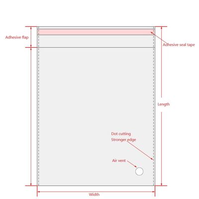 بسته بندی تی شرت سفارشی کیسه های پلاستیکی شفاف شفاف با چسب خود
